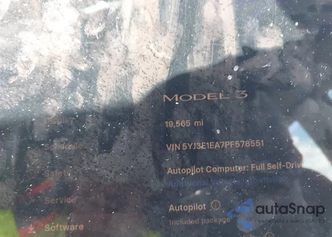 2023 Tesla Model 3 Rear-Wheel Drive из США, поврежденный, VIN 5YJ3E1EA7PF578551